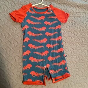 Kickee pants short sleeve/shorts romper-Navy & Orange Jellyfish 12-18 months